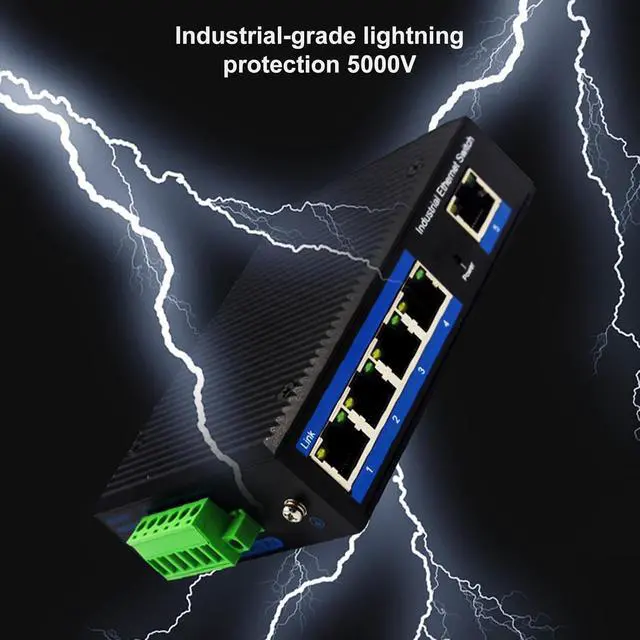 Alt view image 4 of 7 - 5 Port Fast Networking Switcher with Metal Housing Low Noise Design for Use Metal Case Ethernet Switcher