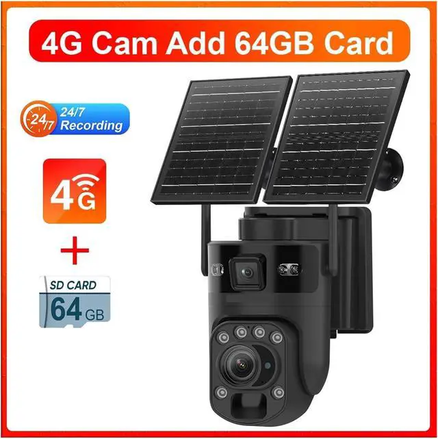 Alt view image 2 of 7 - 10MP Dual Screen Solar Security Camera, 4G WiFi Outdoor Cam with 36X Zoom, AOV+PIR & Human Auto Tracking, 24/7 Recording