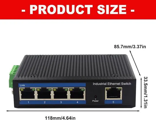 Alt view image 7 of 7 - 5 Port Fast Networking Switcher with Metal Housing Low Noise Design for Use Metal Case Ethernet Switcher