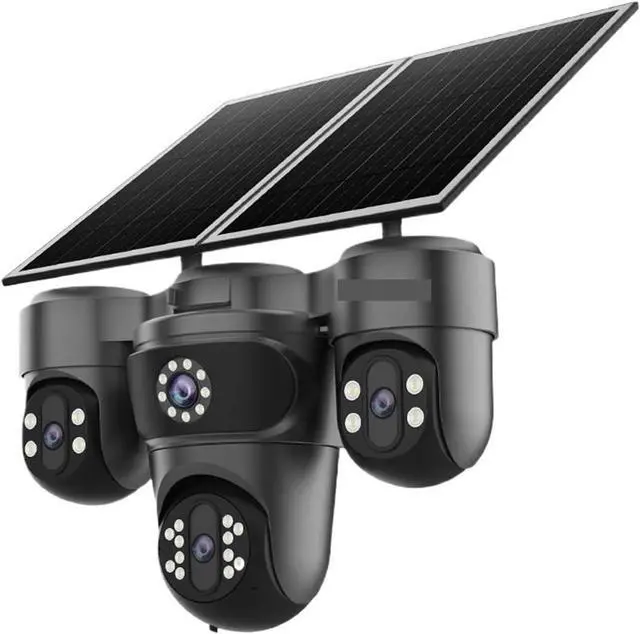 Main image of 20MP Four Screen Solar Security Camera, Outdoor 3 PTZ Cam with 12X Optical Zoom, 360° APP Control & 14400mAh Battery