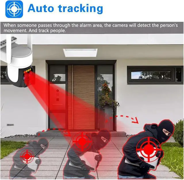 Alt view image 4 of 6 - 10X Zoom Dual Lens WiFi Solar Cameras 8MP Surveillance PTZ Battery Camera 4K Color Night Vision Two Way