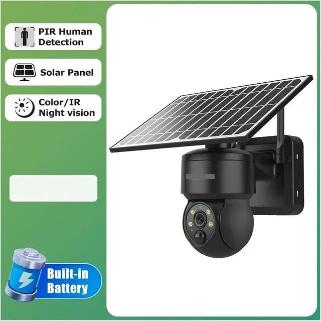 Alt view image 2 of 7 - 6MP WiFi PTZ Solar Security Camera, Tuya Smart Life Outdoor CCTV with PIR Human Tracking, Color Night Vision & IP65 Waterproof