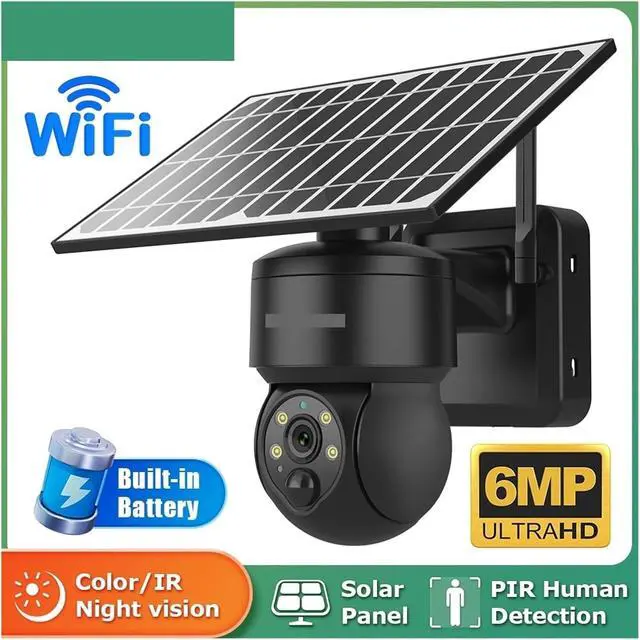 Alt view image 3 of 7 - 6MP WiFi PTZ Solar Security Camera, Tuya Smart Life Outdoor CCTV with PIR Human Tracking, Color Night Vision & IP65 Waterproof