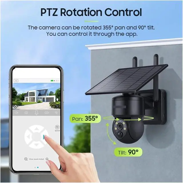 Alt view image 7 of 7 - 6MP WiFi PTZ Solar Security Camera, Tuya Smart Life Outdoor CCTV with PIR Human Tracking, Color Night Vision & IP65 Waterproof
