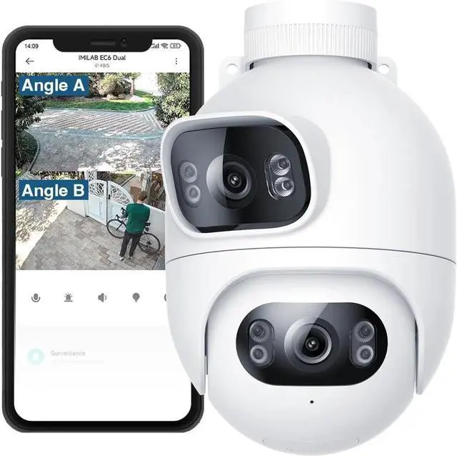 Main image of Outdoor Surveillance Camera Dual Lens 360° PTZ Camera Colour Night Vision WiFi/LAN 7/24 Work EC6 Dual