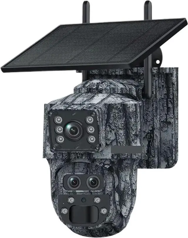 Main image of 6K 12MP Dual Screen Solar Security Camera, WiFi 4G SIM Outdoor Camouflage Forest Cam IP66 with PIR Human Detection & Ubox APP
