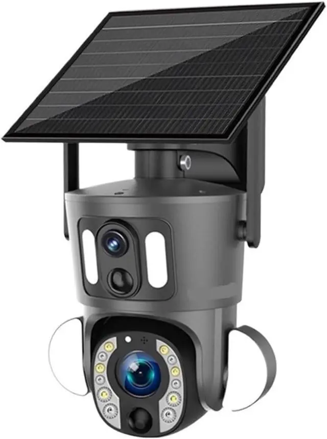 Alt view image 2 of 7 - 8MP Dual Lens Dual Screen Solar PTZ Security Camera, 4G WiFi Outdoor Cam with 20X Zoom, PIR Detection & Auto Tracking, UBOX APP