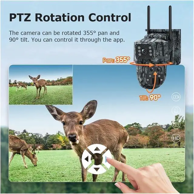 Alt view image 7 of 7 - 6K 12MP Dual Screen Solar Security Camera, WiFi 4G SIM Outdoor Camouflage Forest Cam IP66 with PIR Human Detection & Ubox APP