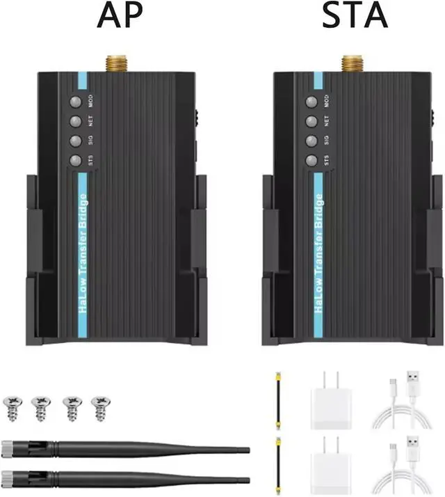 Alt view image 2 of 5 - HTB01 32Mbps HaLow Transfer Bridge Camera 902-928MHz Long-Range Low-Power IoT, AP/STA Modes RJ45 & USB-C, Plug-and-Play for Industrial & Smart Campus (AP+STA)