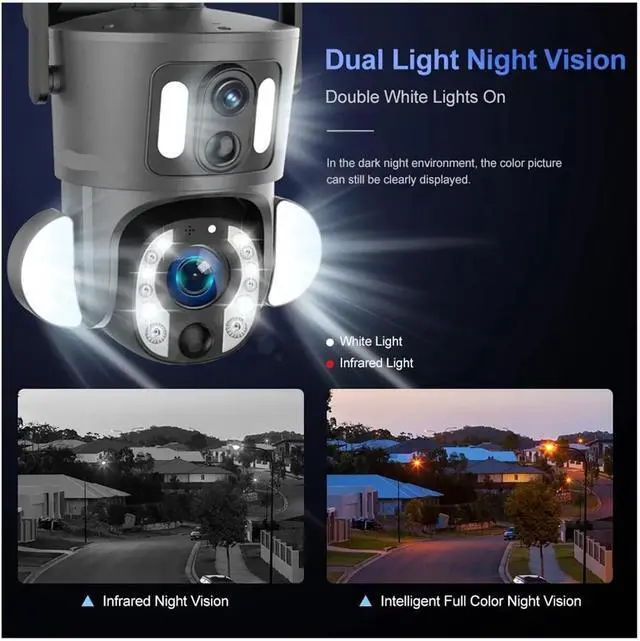 Alt view image 6 of 7 - 8MP Dual Lens Dual Screen Solar PTZ Security Camera, 4G WiFi Outdoor Cam with 20X Zoom, PIR Detection & Auto Tracking, UBOX APP