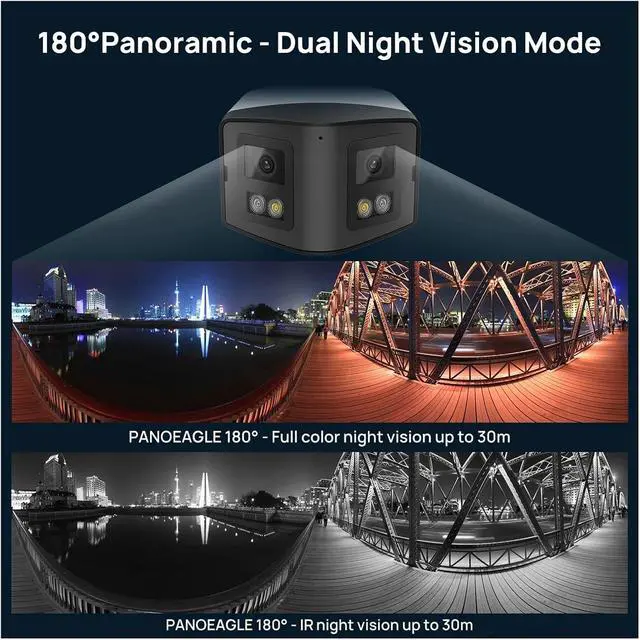 Alt view image 2 of 6 - 4MP 4MM Dual Lens Panoramic Smart Dual Light IP Camera POE Security Camera Smart Home Outdoor CCTV