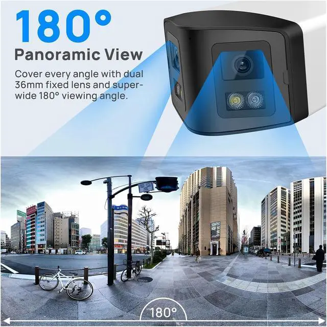Alt view image 3 of 6 - 4MP 4MM Dual Lens Panoramic Smart Dual Light IP Camera POE Security Camera Smart Home Outdoor CCTV