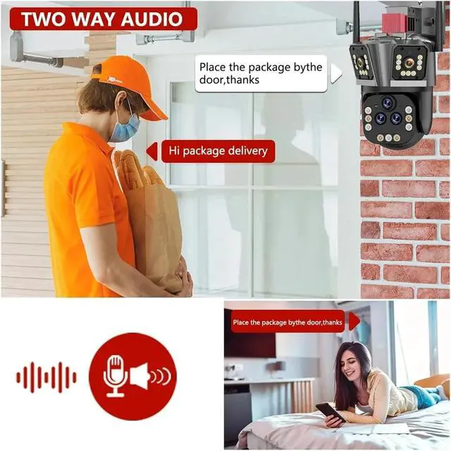 Alt view image 3 of 5 - 10K 20MP WiFi IP Camera 20X Zoom Surveillance Camera Outdoor Auto Tracking Four Lens Three Screen PTZ 16MP 8K Video Camera 360°