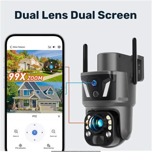 Alt view image 4 of 7 - LS Vision 99X Zoom WiFi Solar Camera 4G SIM 8MP Dual Screen PTZ Outdoor Surveillance Camera PIR Ai Detection Auto Zoom Tracking