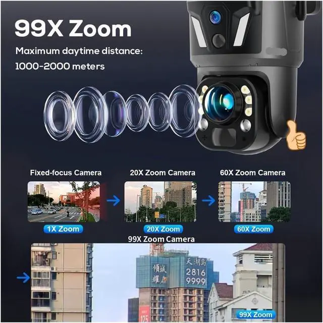 Alt view image 5 of 7 - LS Vision 99X Zoom WiFi Solar Camera 4G SIM 8MP Dual Screen PTZ Outdoor Surveillance Camera PIR Ai Detection Auto Zoom Tracking