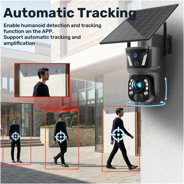 Alt view image 6 of 7 - LS Vision 99X Zoom WiFi Solar Camera 4G SIM 8MP Dual Screen PTZ Outdoor Surveillance Camera PIR Ai Detection Auto Zoom Tracking