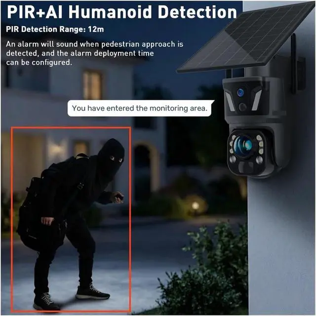 Alt view image 7 of 7 - LS Vision 99X Zoom WiFi Solar Camera 4G SIM 8MP Dual Screen PTZ Outdoor Surveillance Camera PIR Ai Detection Auto Zoom Tracking