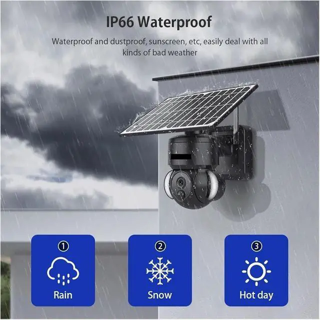 Alt view image 3 of 6 - Solar PTZ IP Camera Outdoor Solar Panel Surveillance Security Camera Home Camera