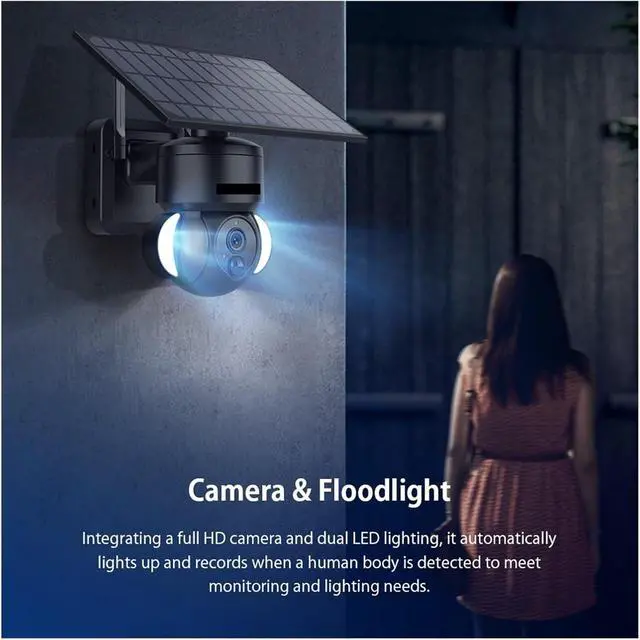 Alt view image 6 of 6 - Solar PTZ IP Camera Outdoor Solar Panel Surveillance Security Camera Home Camera