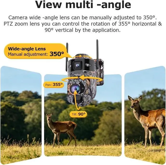 Alt view image 6 of 7 - 10MP Solar Security Camera, 36X Zoom 360° Outdoor Cam with AOV, 24/7 Recording, PIR Night Vision & Built-in Battery