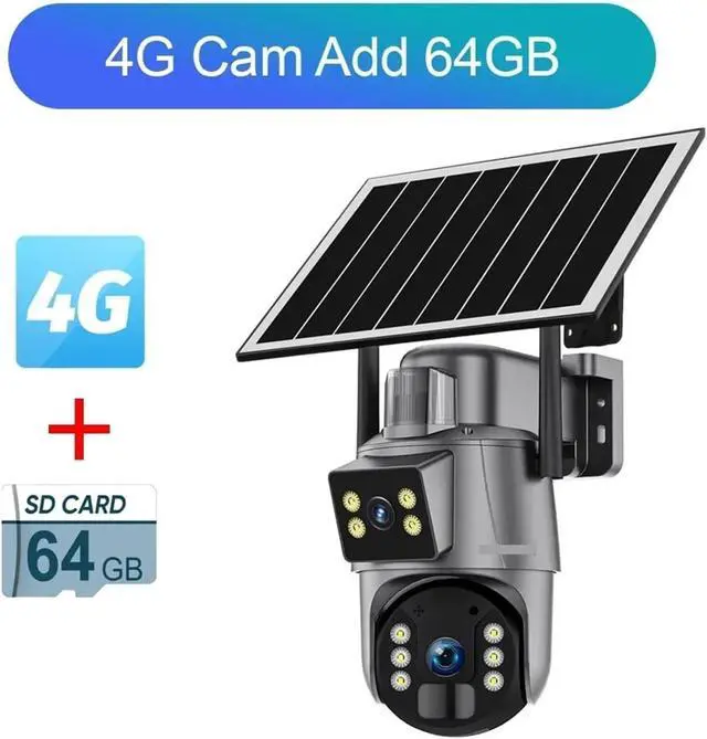 Alt view image 2 of 7 - 4K 8MP Dual Screen Solar Security Camera, 4G WiFi Outdoor CCTV Cam with PIR Detection, Light Alarm & Auto Tracking