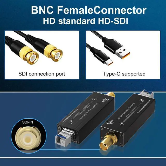 Alt view image 3 of 7 - Mini 12G-SDI Fiber Extender, 1-Channel 12G-SDI Video Over Fiber with Embedded Audio, 20km Transmission, Supports 4K, Mini Size with 5V DC Power for Broadcast and Surveillance Applications