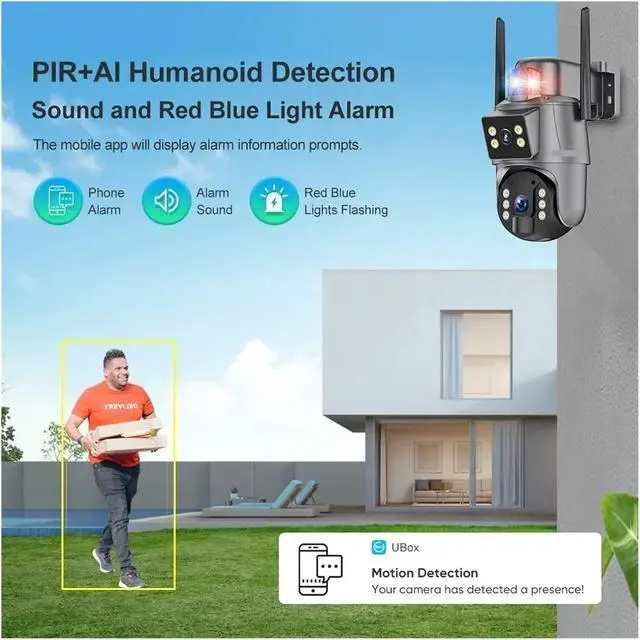 Alt view image 6 of 7 - 4K 8MP Dual Screen Solar Security Camera, 4G WiFi Outdoor CCTV Cam with PIR Detection, Light Alarm & Auto Tracking
