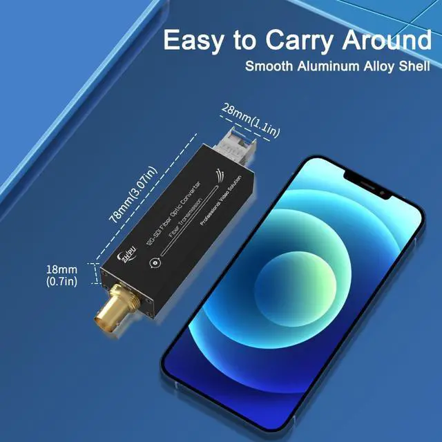 Alt view image 6 of 7 - Mini 12G-SDI Fiber Extender, 1-Channel 12G-SDI Video Over Fiber with Embedded Audio, 20km Transmission, Supports 4K, Mini Size with 5V DC Power for Broadcast and Surveillance Applications