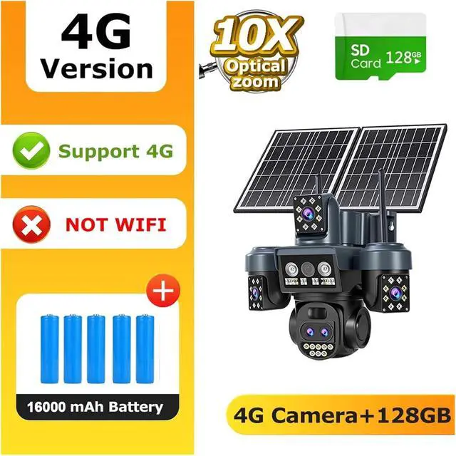 Alt view image 2 of 7 - 20MP 4-Lens AOV Solar Security Camera, 4G Outdoor Cam with 16000mAh Battery, AI Human Detection, Light Alarm & Two-Way Intercom