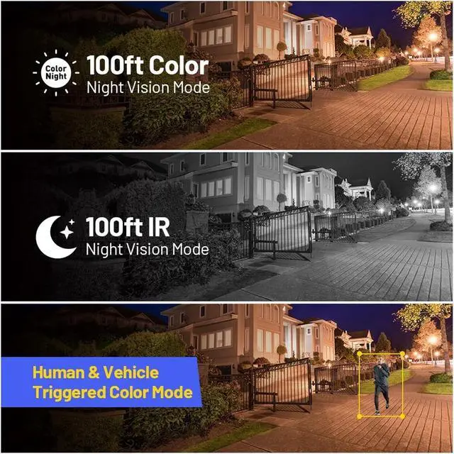 Alt view image 2 of 6 - 12MP Outdoor Smart Dual Light PoE Security Camera Color Night Vision Built-in Microphone IP67 Smart Home H.265+