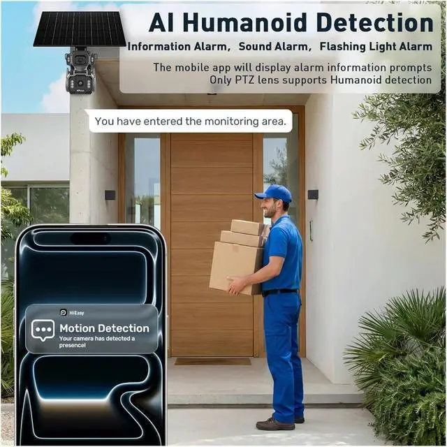 Alt view image 7 of 7 - 10MP Dual Screen Solar Security Camera, 4G Outdoor AOV Cam with 12X Zoom, 24/7 Recording, Human Auto Tracking & Auto Zoom