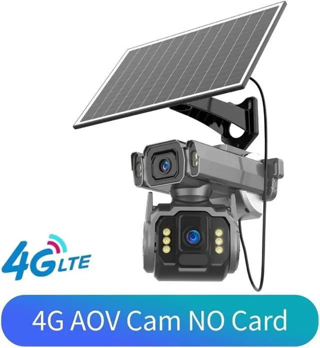 Alt view image 2 of 7 - 4-Lens AOV Solar Security Camera, 4G SIM Outdoor CCTV with 12X Optical Zoom, Auto Zoom Tracking & 24/7 Continuous Recording