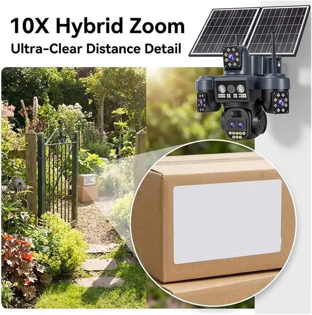 Alt view image 7 of 7 - 20MP 4-Lens AOV Solar Security Camera, 4G Outdoor Cam with 16000mAh Battery, AI Human Detection, Light Alarm & Two-Way Intercom