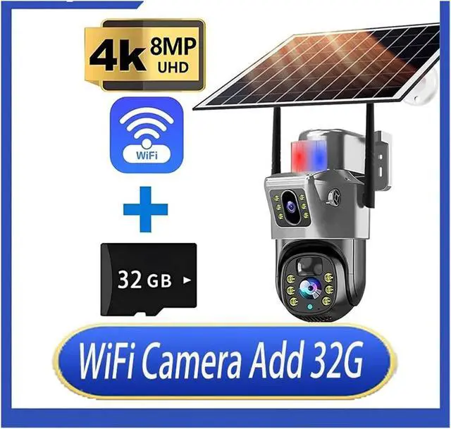 Alt view image 2 of 7 - 4K 8MP Dual Screen Solar PTZ Security Camera, Outdoor Wireless WiFi Cam with PIR Human Auto Tracking & IP66 Waterproof