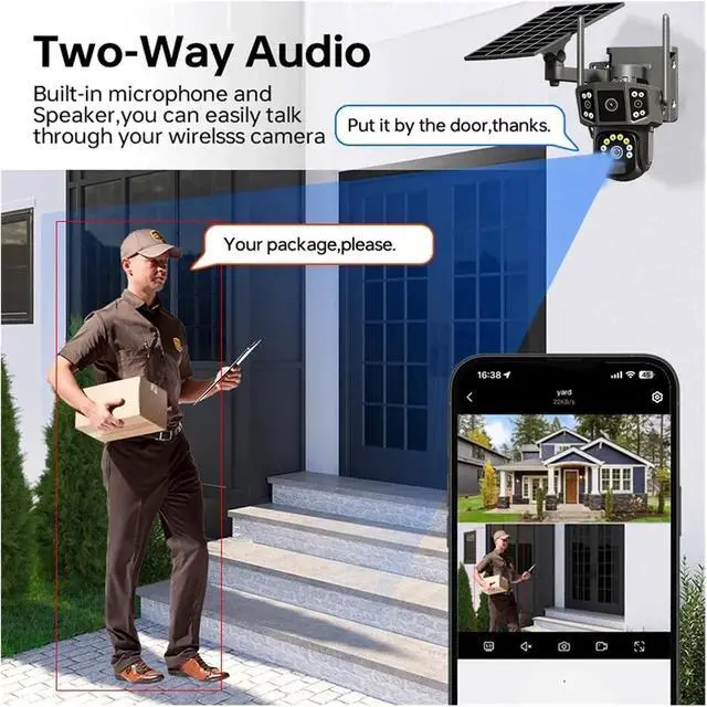 Alt view image 2 of 6 - 4K Dual Lens Solar Security Camera, Wireless WiFi & 4G SIM Outdoor CCTV with 10X Zoom, V380 APP Control