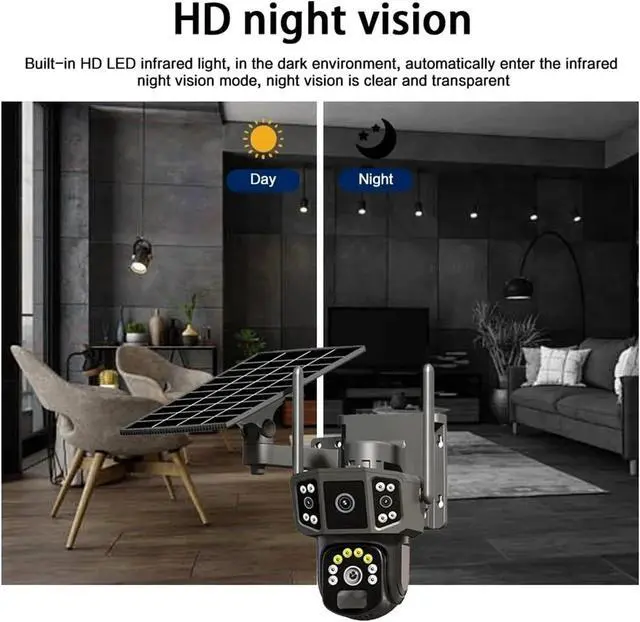Alt view image 5 of 6 - 4K Dual Lens Solar Security Camera, Wireless WiFi & 4G SIM Outdoor CCTV with 10X Zoom, V380 APP Control