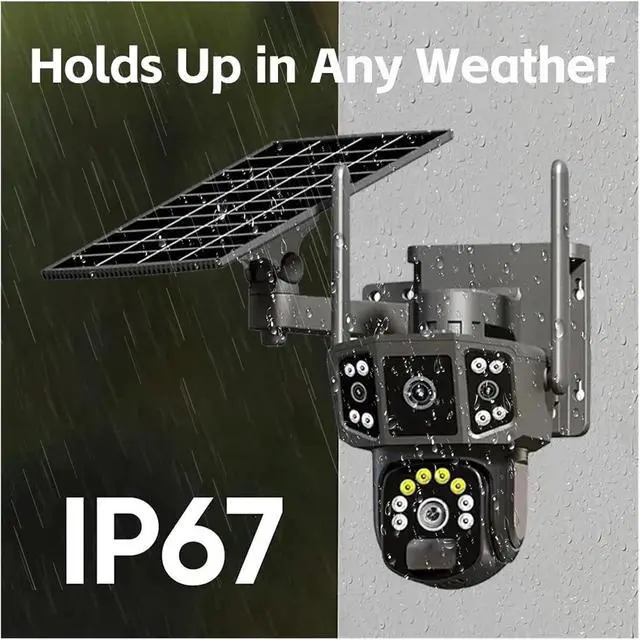 Alt view image 3 of 6 - 4K Dual Lens Solar Security Camera, Wireless WiFi & 4G SIM Outdoor CCTV with 10X Zoom, V380 APP Control