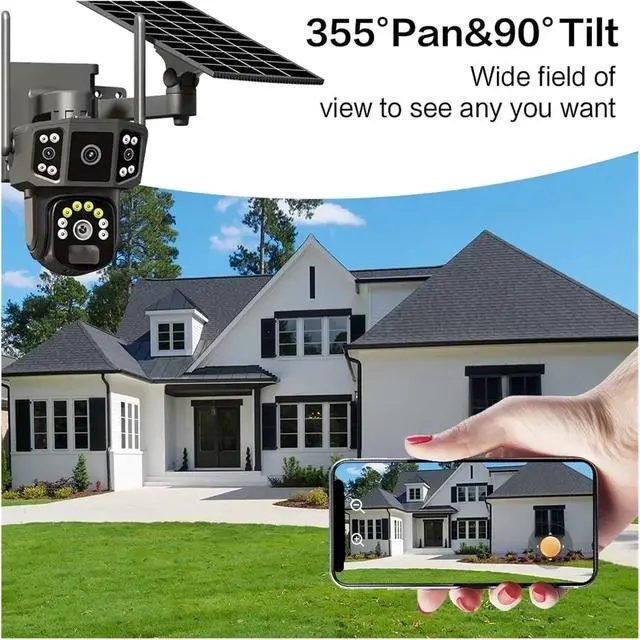Alt view image 4 of 6 - 4K Dual Lens Solar Security Camera, Wireless WiFi & 4G SIM Outdoor CCTV with 10X Zoom, V380 APP Control