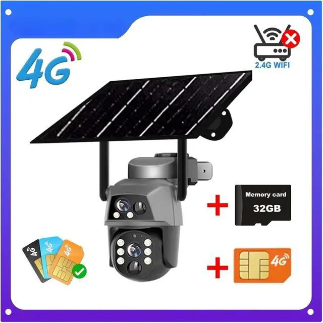 Alt view image 2 of 7 - 4K 8MP Dual Lens Solar Security Camera, 4G WiFi Battery Powered Outdoor IP Cam with Dual PIR Human Detection & Night Vision