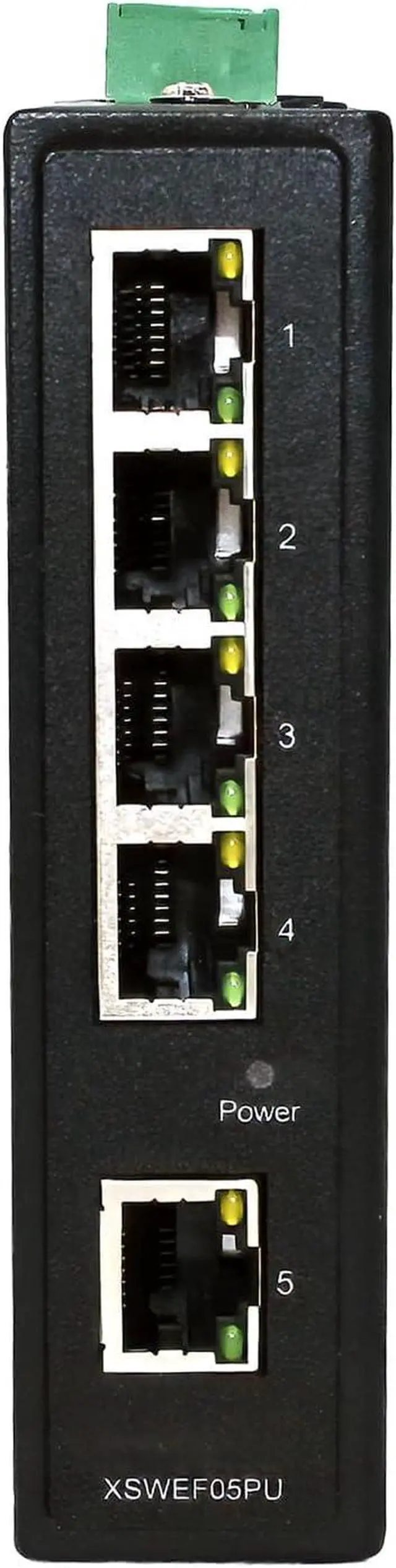 Alt view image 4 of 6 - 5-Port Industrial Ethernet Switch, 10/100 Mbps Unmanaged DIN Rail Switch