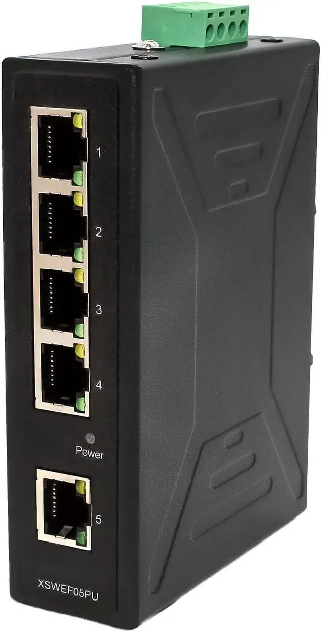 Main image of 5-Port Industrial Ethernet Switch, 10/100 Mbps Unmanaged DIN Rail Switch
