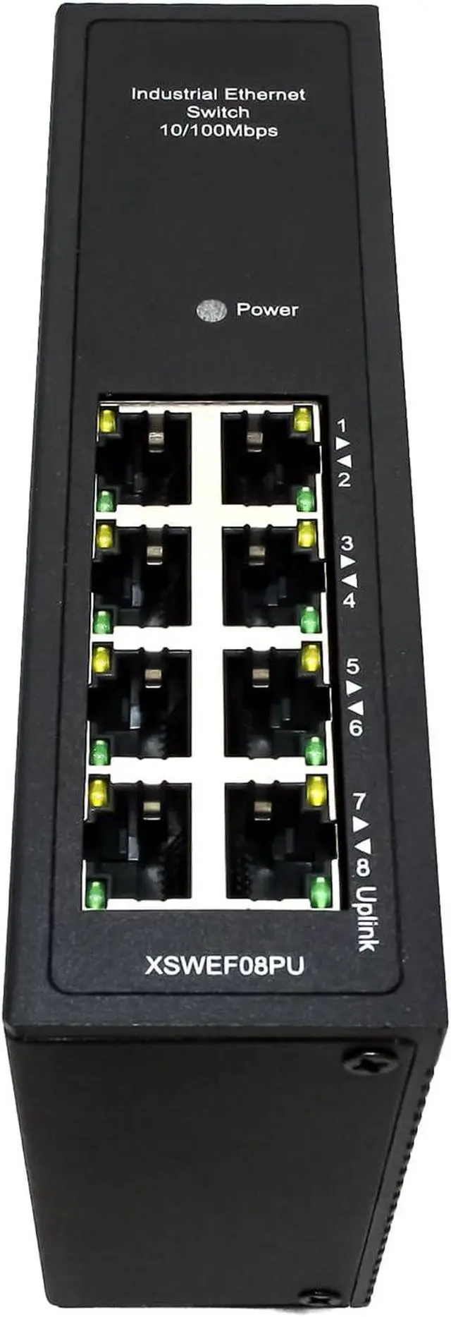 Alt view image 3 of 6 - 8-Port Industrial Ethernet Switch, 10/100 Mbps Unmanaged DIN Rail Switch