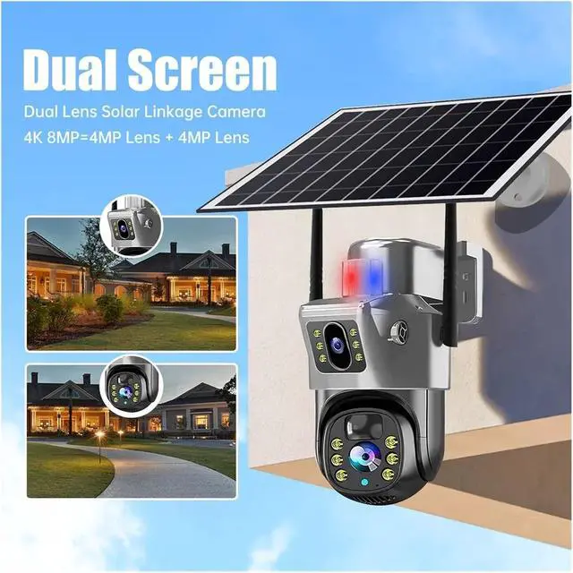 Alt view image 5 of 7 - 4K 8MP Dual Screen Solar PTZ Security Camera, Outdoor Wireless WiFi Cam with PIR Human Auto Tracking & IP66 Waterproof