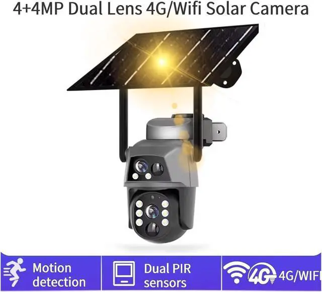 Alt view image 3 of 7 - 4K 8MP Dual Lens Solar Security Camera, 4G WiFi Battery Powered Outdoor IP Cam with Dual PIR Human Detection & Night Vision