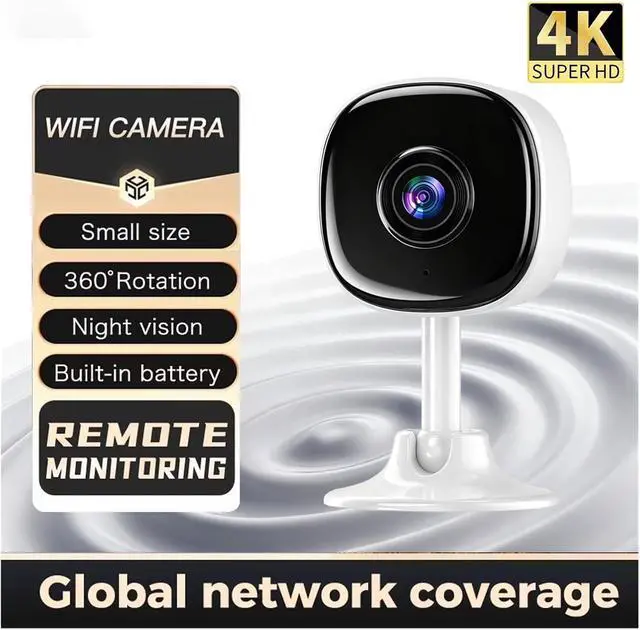 Alt view image 2 of 7 - 4K WiFi Mini Security Camera, 360° Rotatable Indoor Cam with IR Night Vision for Smart Home Monitoring