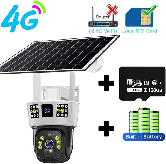 Alt view image 2 of 7 - 6K 12MP HD Solar Camera 4G Card WiFi Outdoor IP Wireless Security CCTV Surveillance PTZ Night Vision PIR Human Detection Cam