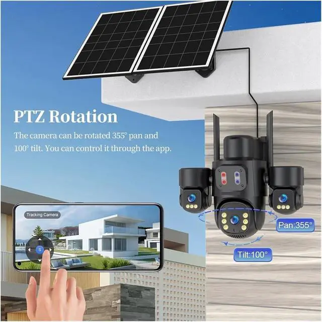 Alt view image 6 of 6 - 15MP 12X Zoom 3-Screen AOV Solar Security Camera, 4G Outdoor CCTV Cam with PIR Auto Tracking & 24/7 Continuous Recording