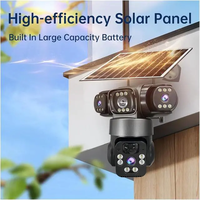 Alt view image 5 of 7 - 6K 12MP 3 Lens 3 Screen Solar PTZ Security Camera, 4G SIM Outdoor CCTV Cam with Human Detection & Auto Tracking
