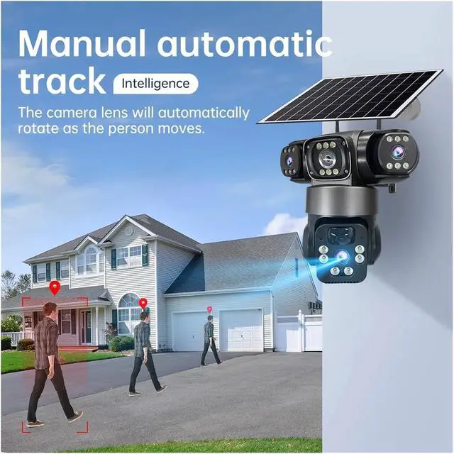 Alt view image 6 of 7 - 6K 12MP 3 Lens 3 Screen Solar PTZ Security Camera, 4G SIM Outdoor CCTV Cam with Human Detection & Auto Tracking