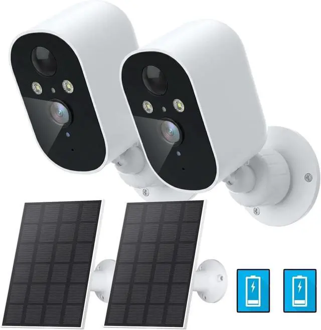Alt view image 3 of 7 - 2 Pack 3MP Solar Wireless Security Cameras, Outdoor Battery Powered WiFi Cam with AI Human Detection, Two-Way Audio & Night Vision